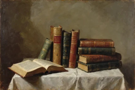 Натюрморт с винтажными книгами - масло 60x80 см