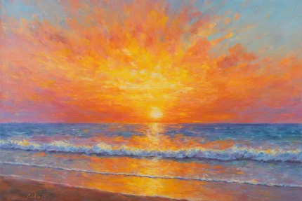 Морской закат - картина акрилом 65x85 см