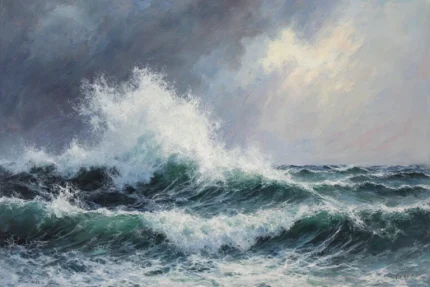 Штормовое море - драматическая живопись 75x95 см