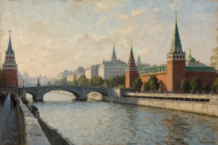 Старая Москва - архитектурный пейзаж 65x85 см